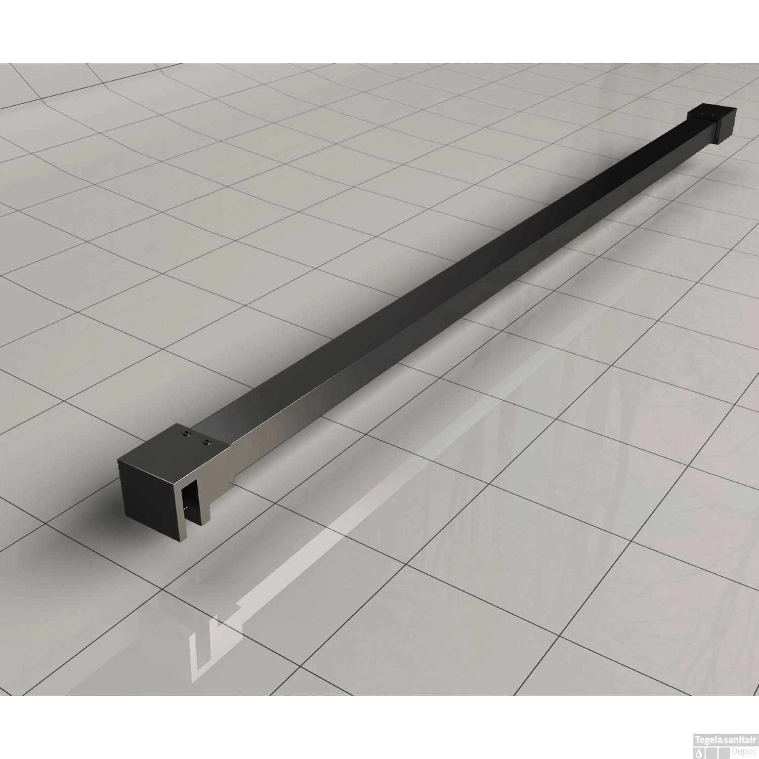 BWS Inloopdouche Pro Line Rookglas 120x200 8mm Nano Coating Mat Zwart Profiel En Stang 4 BWS Inloopdouche Pro Line Rookglas 120x200 8mm Nano Coating Mat Zwart Profiel En Stang - Afbeelding 2