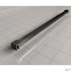 BWS Inloopdouche Pro Line Rookglas Met Middenband 120x200 8mm Nano Coating Mat Zwart Profiel En Stang -Sealkin Badkamermeubilair Winkel stabilisatiestang mat zwart 1 11
