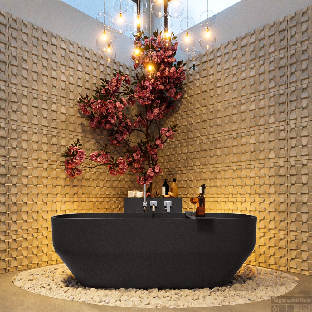 STONE Vrijstaand Bad 170x75cm Kleur Dark Grey / Dark Grey 6 STONE Vrijstaand Bad 170x75cm Kleur Dark Grey / Dark Grey - Afbeelding 4