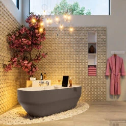 STONE Vrijstaand Bad 170x75cm Kleur Smoke / Talc -Sealkin Badkamermeubilair Winkel stone 4 00007