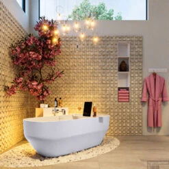 STONE Vrijstaand Bad 170x75cm Kleur Cale / Talc -Sealkin Badkamermeubilair Winkel stone 4 00008