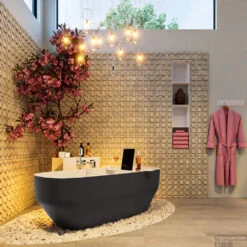 STONE Vrijstaand Bad 170x75cm Kleur Dark Grey / Talc -Sealkin Badkamermeubilair Winkel stone 4 00009