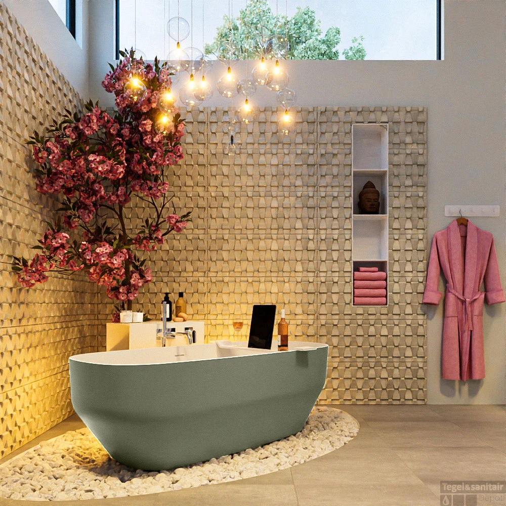 STONE Vrijstaand Bad 170x75cm Kleur Army / Talc 7 STONE Vrijstaand Bad 170x75cm Kleur Army / Talc - Afbeelding 5