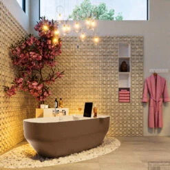 STONE Vrijstaand Bad 170x75cm Kleur Rust / Talc -Sealkin Badkamermeubilair Winkel stone 4 00011