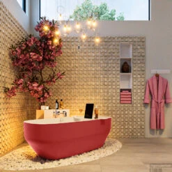 STONE Vrijstaand Bad 170x75cm Kleur Fire / Talc -Sealkin Badkamermeubilair Winkel stone 4 00012