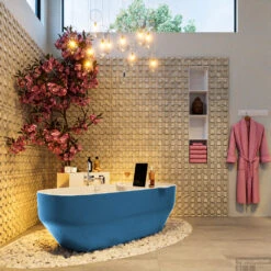 STONE Vrijstaand Bad 170x75cm Kleur Jeans / Talc -Sealkin Badkamermeubilair Winkel stone 4 00013