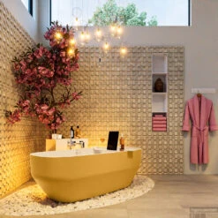 STONE Vrijstaand Bad 170x75cm Kleur Ocher / Talc -Sealkin Badkamermeubilair Winkel stone 4 00014