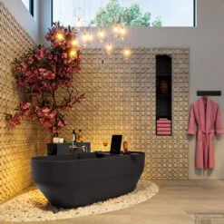 STONE Vrijstaand Bad 170x75cm Kleur Dark Grey / Dark Grey 16 STONE Vrijstaand Bad 170x75cm Kleur Dark Grey / Dark Grey -Sealkin Badkamermeubilair Winkel stone 4 00022