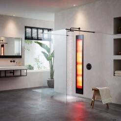 Sunshower Deluxe Black UV En Infrarood Inbouwapparaat 32x187x16 Cm Aluminium Zwart -Sealkin Badkamermeubilair Winkel sunshower ir black badkamer