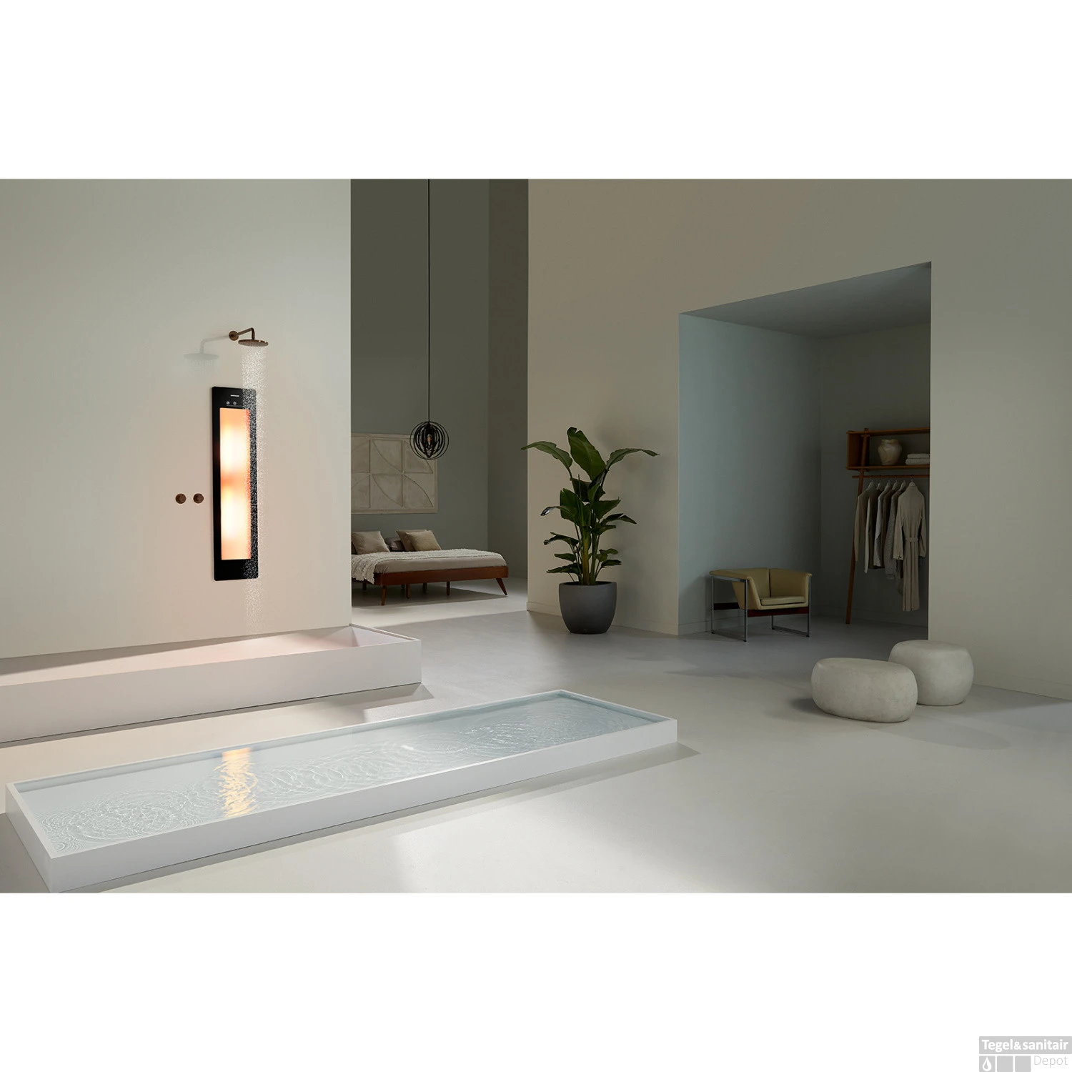 Sunshower One M Round Infrarood 140x33 Cm Inbouw - Opbouw Vlak Of Hoek Black 4 Sunshower One M Round Infrarood 140x33 Cm Inbouw - Opbouw Vlak Of Hoek Black - Afbeelding 2