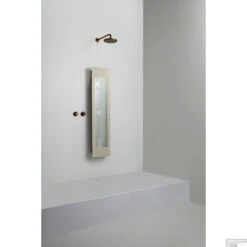 Sunshower One M Round Infrarood 140x33 Cm Inbouw - Opbouw Vlak Of Hoek Sand White -Sealkin Badkamermeubilair Winkel sunshower oneplus m sand white opbouw uit geheel