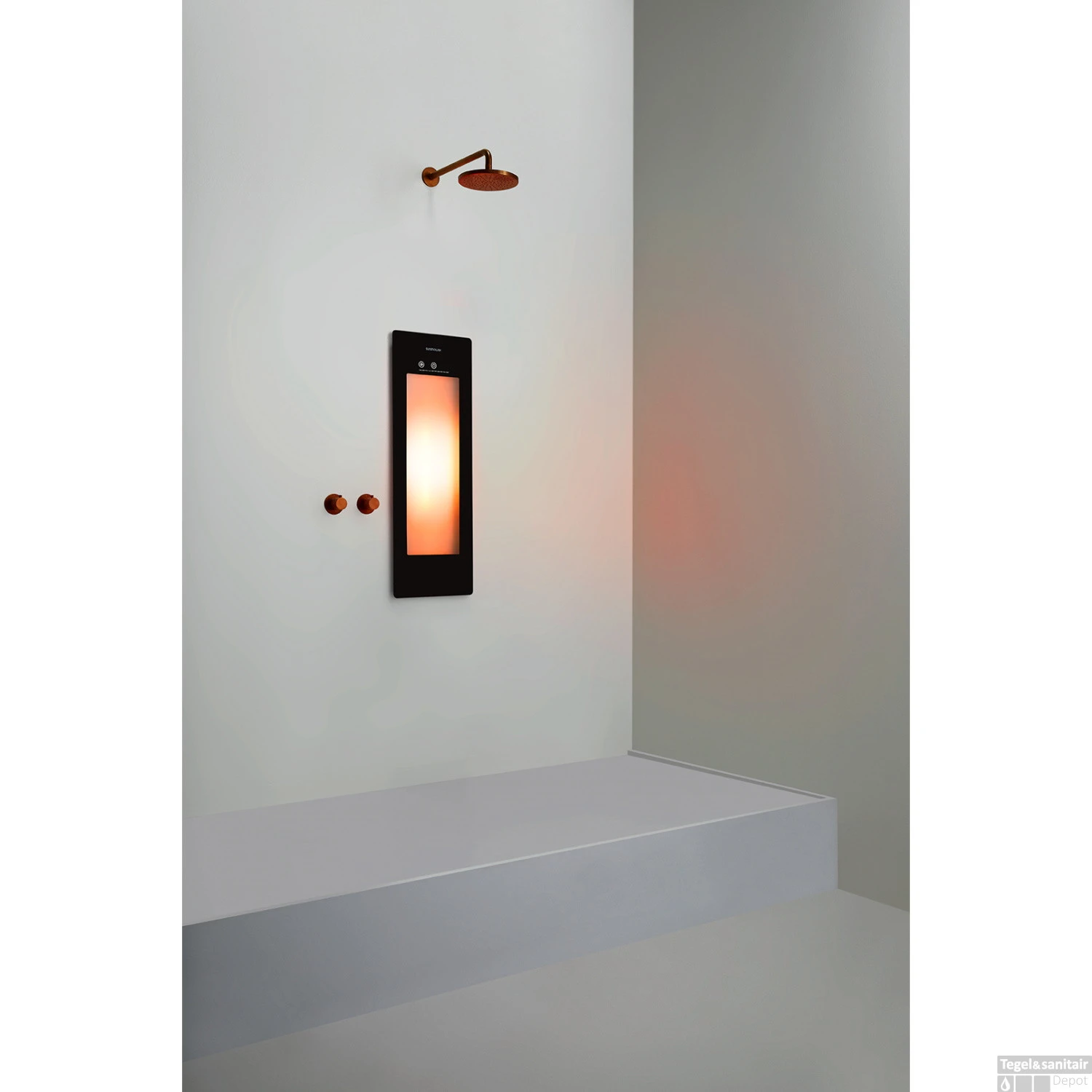 Sunshower Plus S Round Infrarood En UV-licht 95x33 Cm Inbouw - Opbouw Vlak Of Hoek Black 6 Sunshower Plus S Round Infrarood En UV-licht 95x33 Cm Inbouw - Opbouw Vlak Of Hoek Black - Afbeelding 4