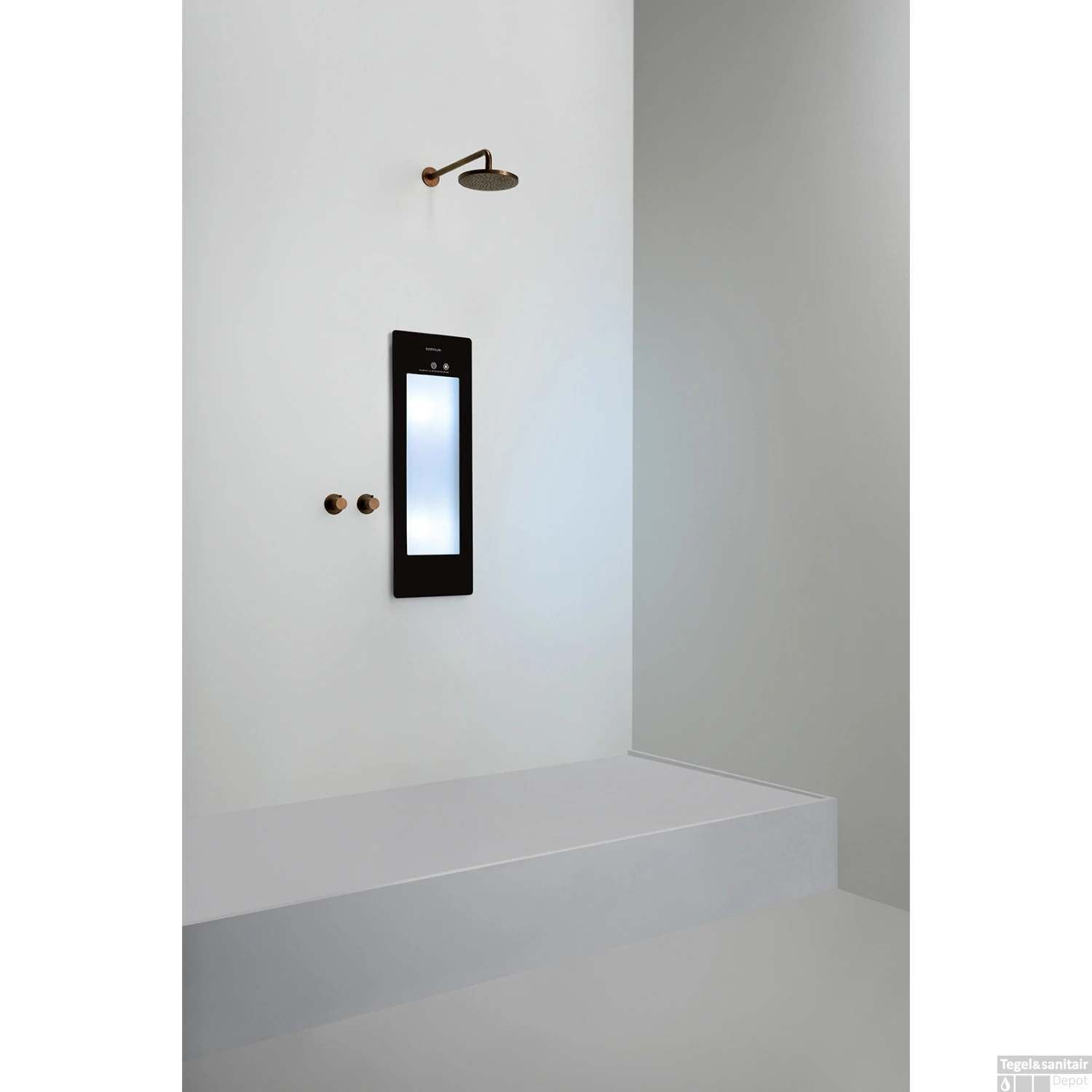 Sunshower Plus S Round Infrarood En UV-licht 95x33 Cm Inbouw - Opbouw Vlak Of Hoek Black 4 Sunshower Plus S Round Infrarood En UV-licht 95x33 Cm Inbouw - Opbouw Vlak Of Hoek Black - Afbeelding 2