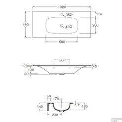 Wastafel Salenzi Nur 102x46 Cm Keramiek Mat Wit Zonder Kraangat (incl. Bijpassende Afvoerplug) -Sealkin Badkamermeubilair Winkel tech102