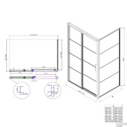 Douchecabine Boss & Wessing Frame Met Schuifdeur En Vaste Wand Links Helder Glas 140x200 Cm Mat Zwart -Sealkin Badkamermeubilair Winkel tech 140l