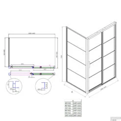 Douchecabine Boss & Wessing Frame Met Schuifdeur En Vaste Wand Rechts Helder Glas 140x200 Cm Mat Zwart -Sealkin Badkamermeubilair Winkel tech 140r