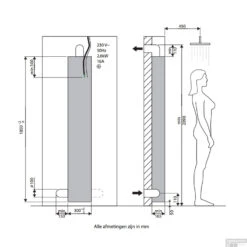 Sunshower Deluxe Black UV En Infrarood Inbouwapparaat 32x187x16 Cm Aluminium Zwart -Sealkin Badkamermeubilair Winkel tech 4 1 1