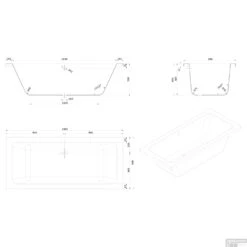 Whirlpool Boss & Wessing Dahlia Silent 2 180x80cm Enkel Systeem -Sealkin Badkamermeubilair Winkel technische tekening dahlia 180x80 tech