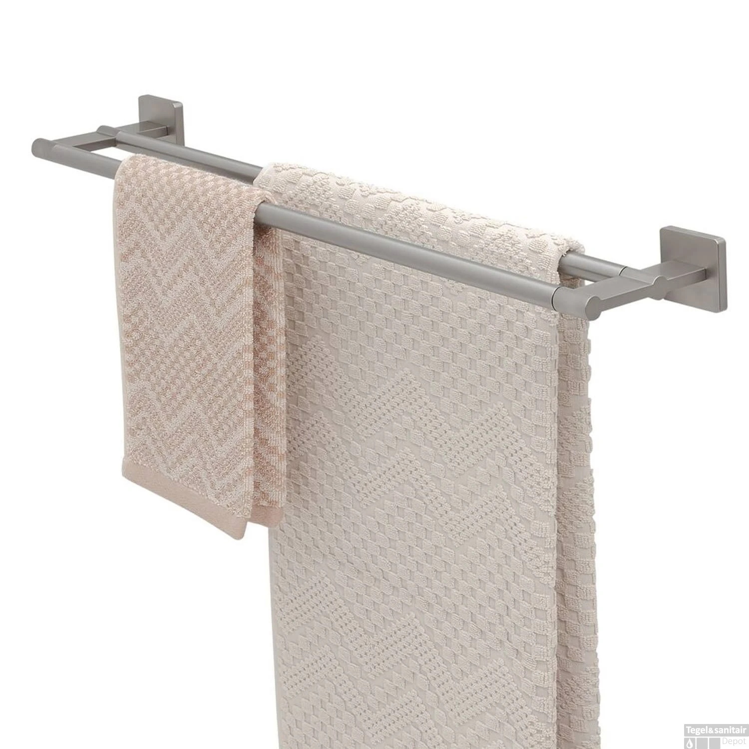 Tiger Dock Handdoekenrek Dubbel RVS Geborsteld 5x60x12.5 Cm 4 Tiger Dock Handdoekenrek Dubbel RVS Geborsteld 5x60x12.5 Cm - Afbeelding 2