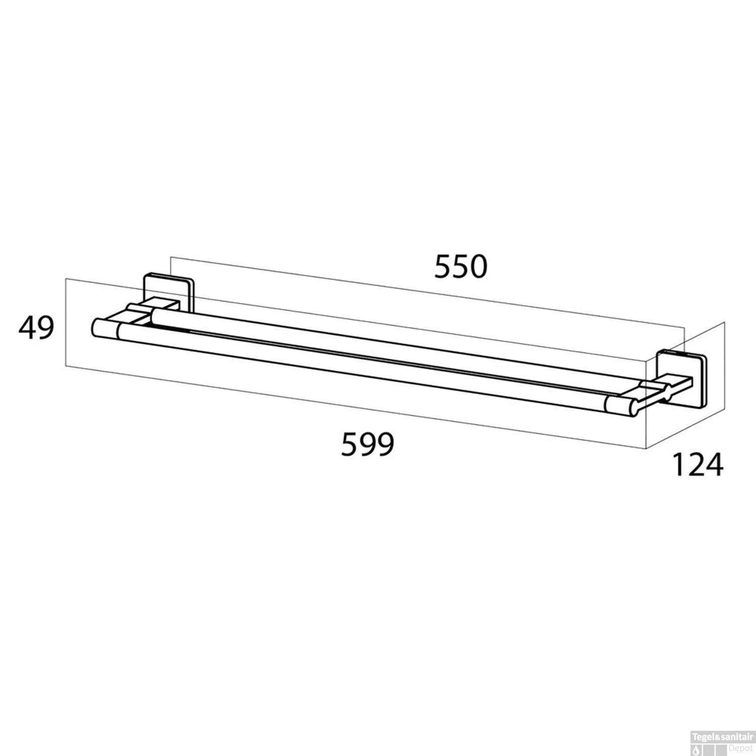 Tiger Dock Handdoekenrek Dubbel RVS Geborsteld 5x60x12.5 Cm 7 Tiger Dock Handdoekenrek Dubbel RVS Geborsteld 5x60x12.5 Cm - Afbeelding 5