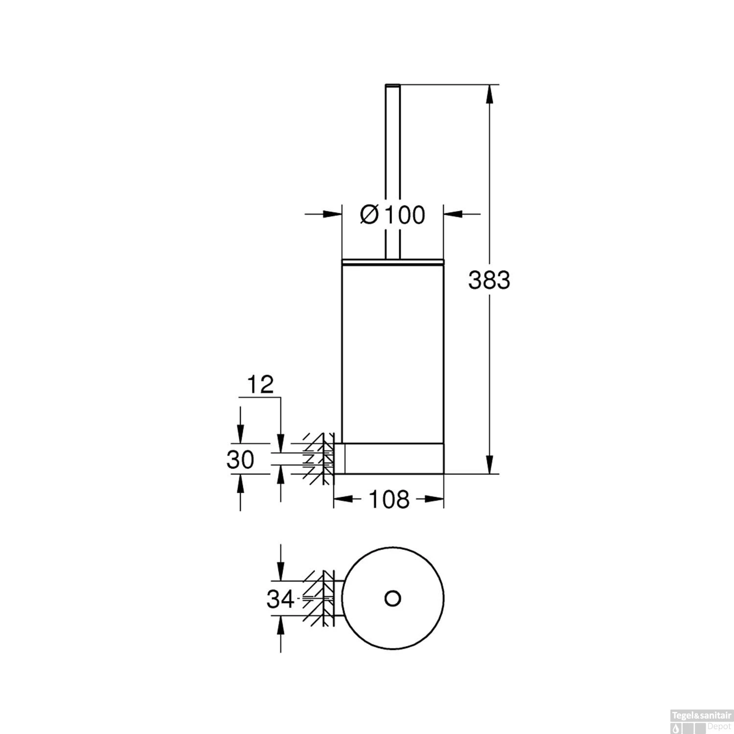 Toiletborstel Grohe Selection Glas Met Wandhouder Supersteel 4 Toiletborstel Grohe Selection Glas Met Wandhouder Supersteel - Afbeelding 2
