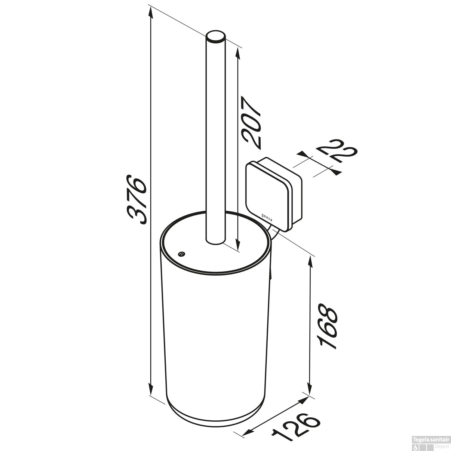 Toiletborstel Met Houder Geesa Topaz Hangend Model Mat Zwart 7 Toiletborstel Met Houder Geesa Topaz Hangend Model Mat Zwart - Afbeelding 5