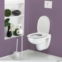 Toiletborstelhouder Set Allibert Allistock-Easy Vrijstaand Gelakt Wit -Sealkin Badkamermeubilair Winkel toiletborstel set allibert easy staand gelakt wit sfeer