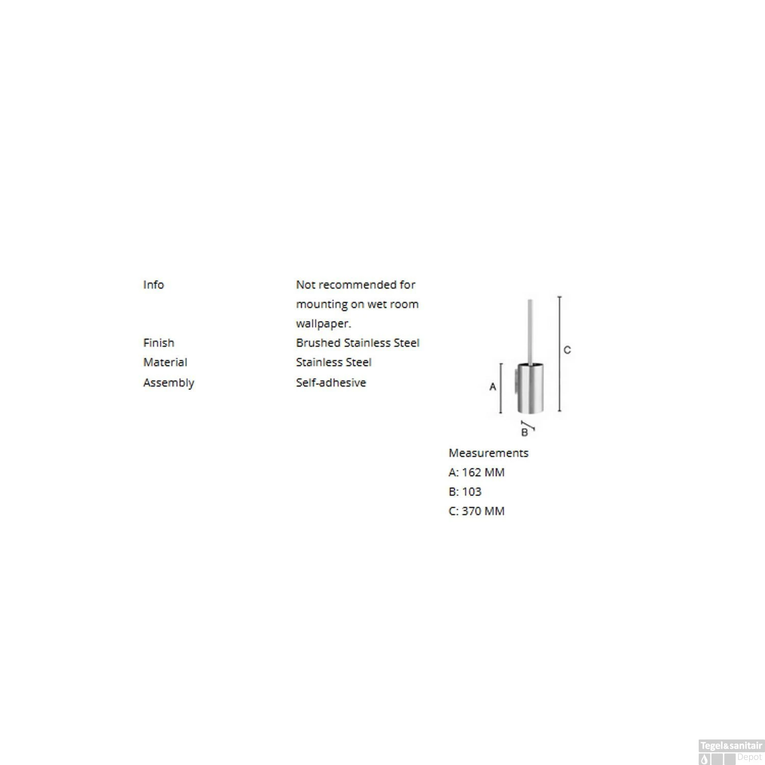 Toiletborstel Smedbo Xtra Met Houder 10.3x37 Cm Geborsteld RVS - Afbeelding 2