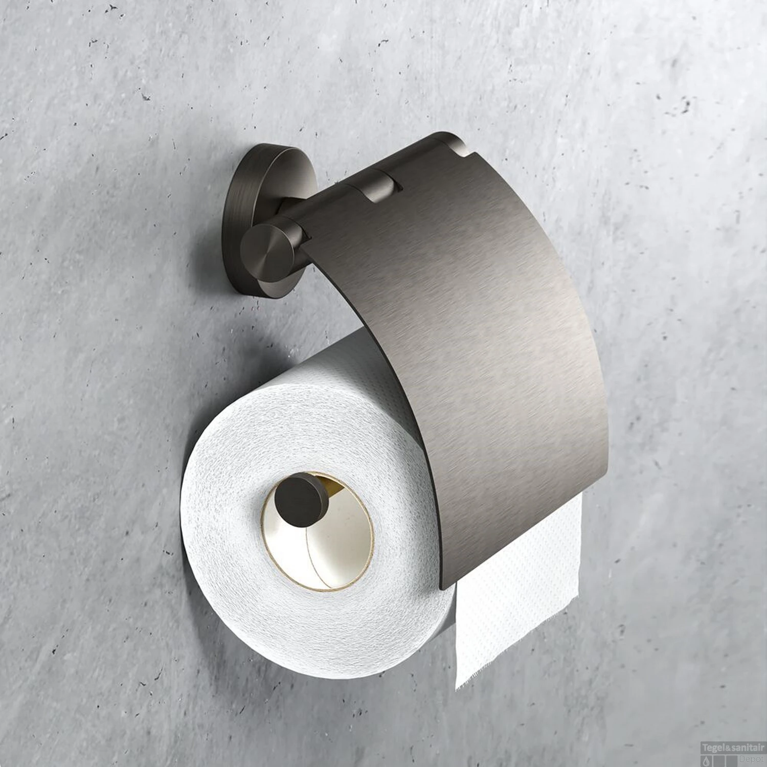 Toiletrolhouder Geesa Nemox Met Klep Geborsteld Zwart 5 Toiletrolhouder Geesa Nemox Met Klep Geborsteld Zwart - Afbeelding 3