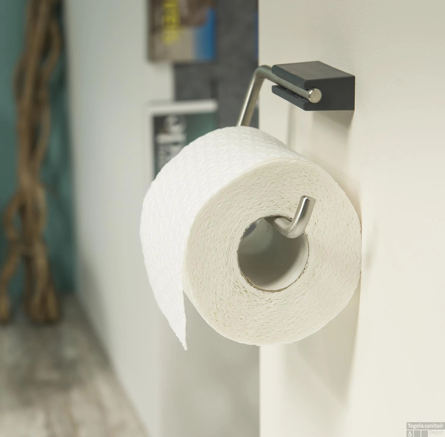 Toiletrolhouder Tiger Cliqit Donkergrijs RVS 4 Toiletrolhouder Tiger Cliqit Donkergrijs RVS - Afbeelding 2