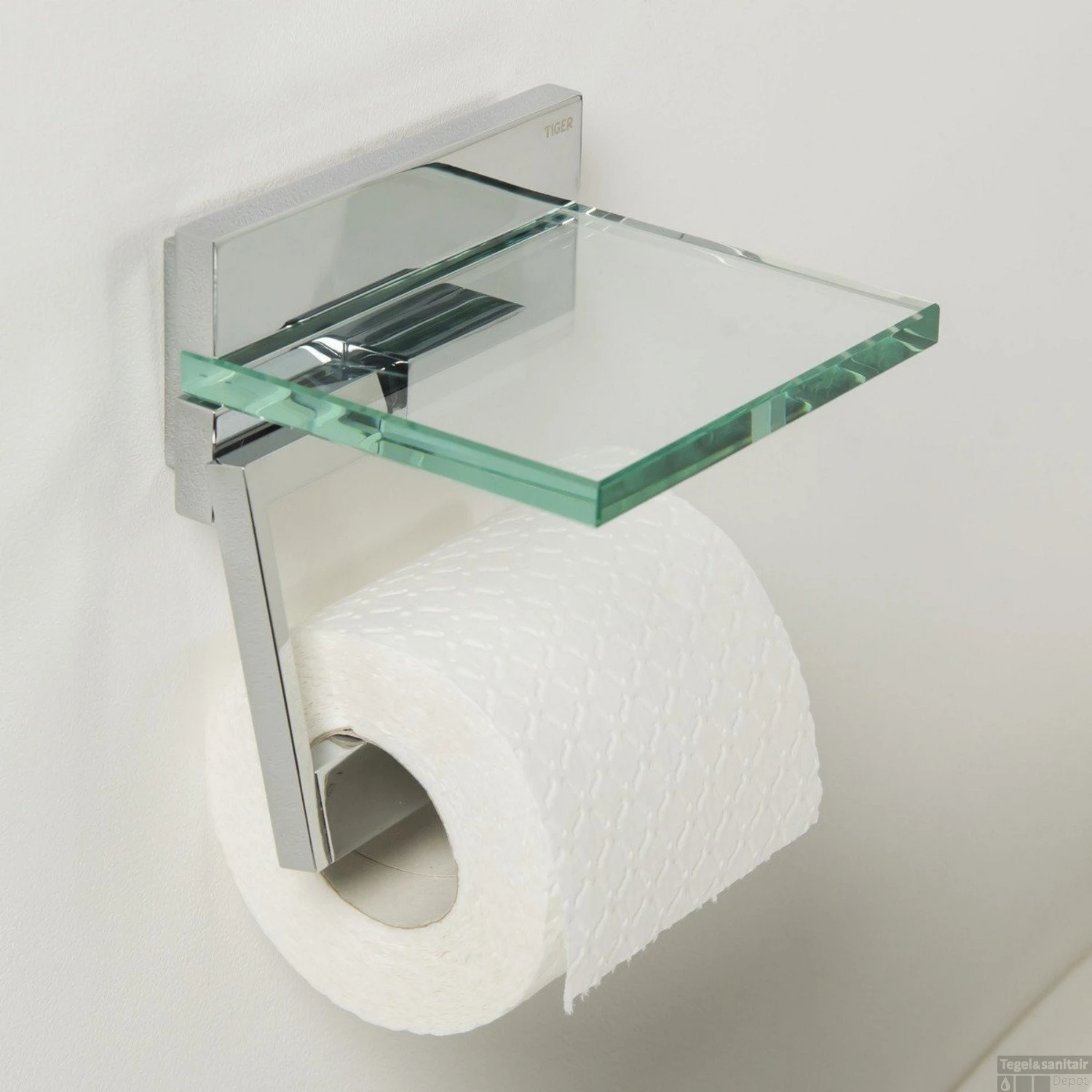 Toiletrolhouder Tiger Safira Met Klep Chroom Glas 5 Toiletrolhouder Tiger Safira Met Klep Chroom Glas - Afbeelding 3