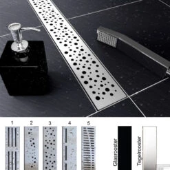 RVS Douchegoot Flens Met Uitneembaar Sifon 60x7cm 6,7cm Diep STANDAARD ROOSTER -Sealkin Badkamermeubilair Winkel verschillende designs