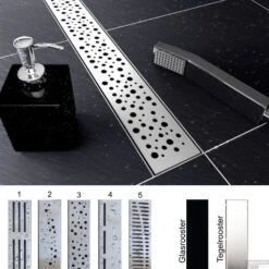 RVS Douchegoot Muurflens Met Uitneembaar Sifon 70x7cm 6,7cm Diep STANDAARD ROOSTER -Sealkin Badkamermeubilair Winkel verschillende designs 8