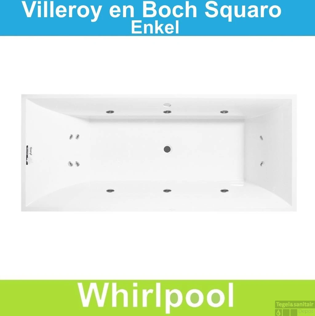 Ligbad Villeroy & Boch Squaro 170x75 Cm Balboa Whirlpool Systeem Enkel 3 Ligbad Villeroy & Boch Squaro 170x75 Cm Balboa Whirlpool Systeem Enkel