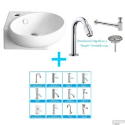 FonteinPack VM GO HAPPY HOEKFONTEIN WIT 36 X 38,5 X 13,5 CM (Keuze Uit 18 Kranen)