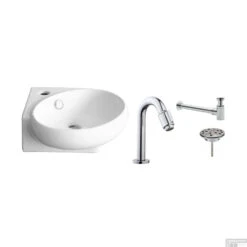 FonteinPack VM GO HAPPY HOEKFONTEIN WIT 36 X 38,5 X 13,5 CM (Keuze Uit 18 Kranen) -Sealkin Badkamermeubilair Winkel vm happy fonteinpack shop