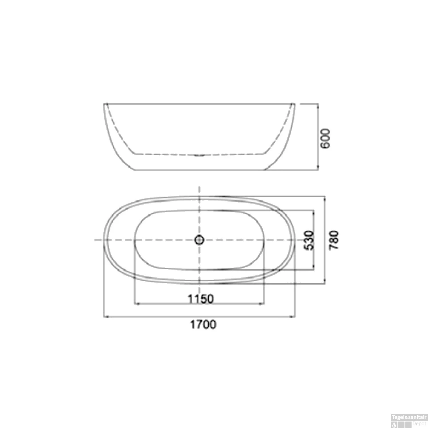 Vrijstaand Bad Best Design Moderna Acryl 170x78x60cm Mat Wit 4 Vrijstaand Bad Best Design Moderna Acryl 170x78x60cm Mat Wit - Afbeelding 2
