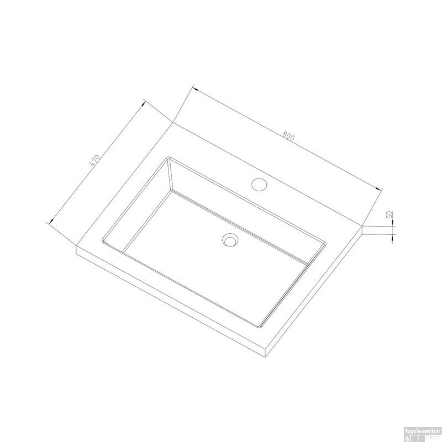 Wasblad Sanilux Trend Stone 80x47x5cm Natuursteen (met 1 Kraangat) 6 Wasblad Sanilux Trend Stone 80x47x5cm Natuursteen (met 1 Kraangat) - Afbeelding 4