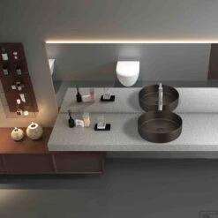 Waskom BWS Industrial 40 Cm Met PVD Coating Gunmetal -Sealkin Badkamermeubilair Winkel waskom bws industrial 40 cm met pvd coating gunmetal sfeer