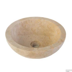 Waskom BWS Stone Rond 35x35x12 Cm Gepolijst Natuursteen Creme -Sealkin Badkamermeubilair Winkel waskom bws stone rond 35x35x12 cm gepolijst natuursteen creme sfeer