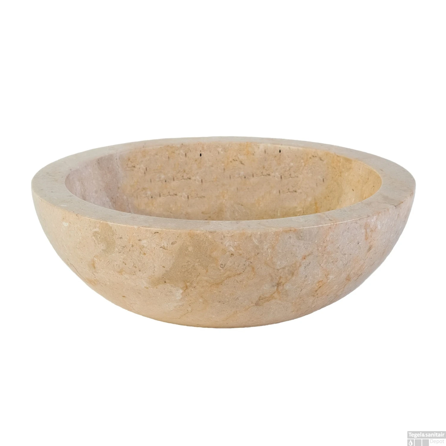 Waskom BWS Stone Rond 35x35x12 Cm Gepolijst Natuursteen Creme - Afbeelding 3