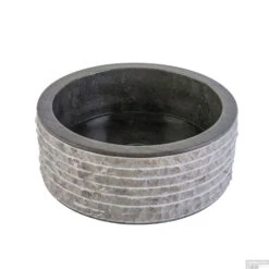 Waskom BWS Stone Rond 40x40x15 Cm Met Gepolijste Binnenzijde Grijs -Sealkin Badkamermeubilair Winkel waskom bws stone rond 40x40x15 cm met gepolijste binnenzijde grijs sfeer