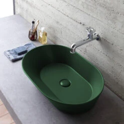 Waskom By Goof Mees Design Opbouw Wastafel Ovaal 60x42 Cm Mat Groen