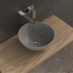 Opbouw Waskom Ideavit Solidthin 39x14,5 Cm Solid Surface Mat Lichtgrijs -Sealkin Badkamermeubilair Winkel waskom ideavit solidthin 39x14 5 detail