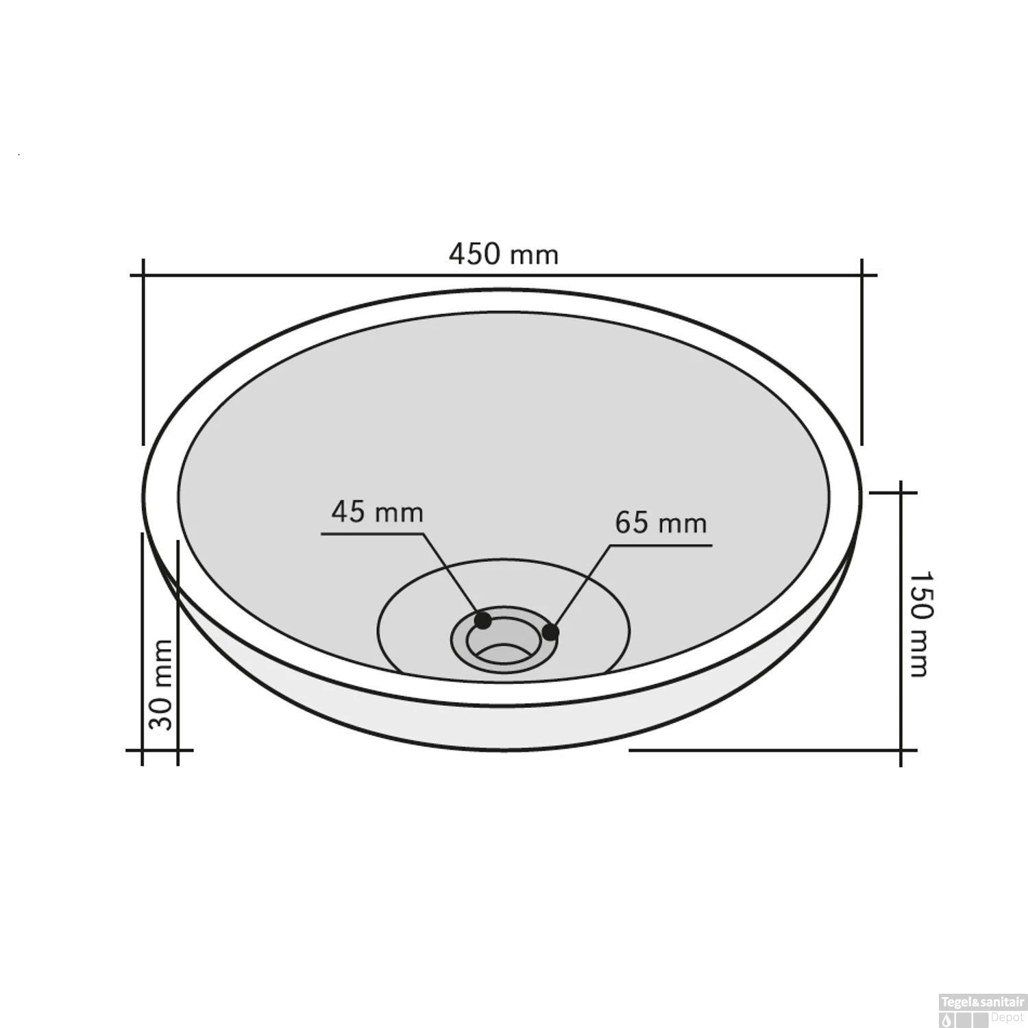 Waskom Imso Lavabo Rotondo Grigio Grezzo Marmer 45x15cm 4 Waskom Imso Lavabo Rotondo Grigio Grezzo Marmer 45x15cm - Afbeelding 2