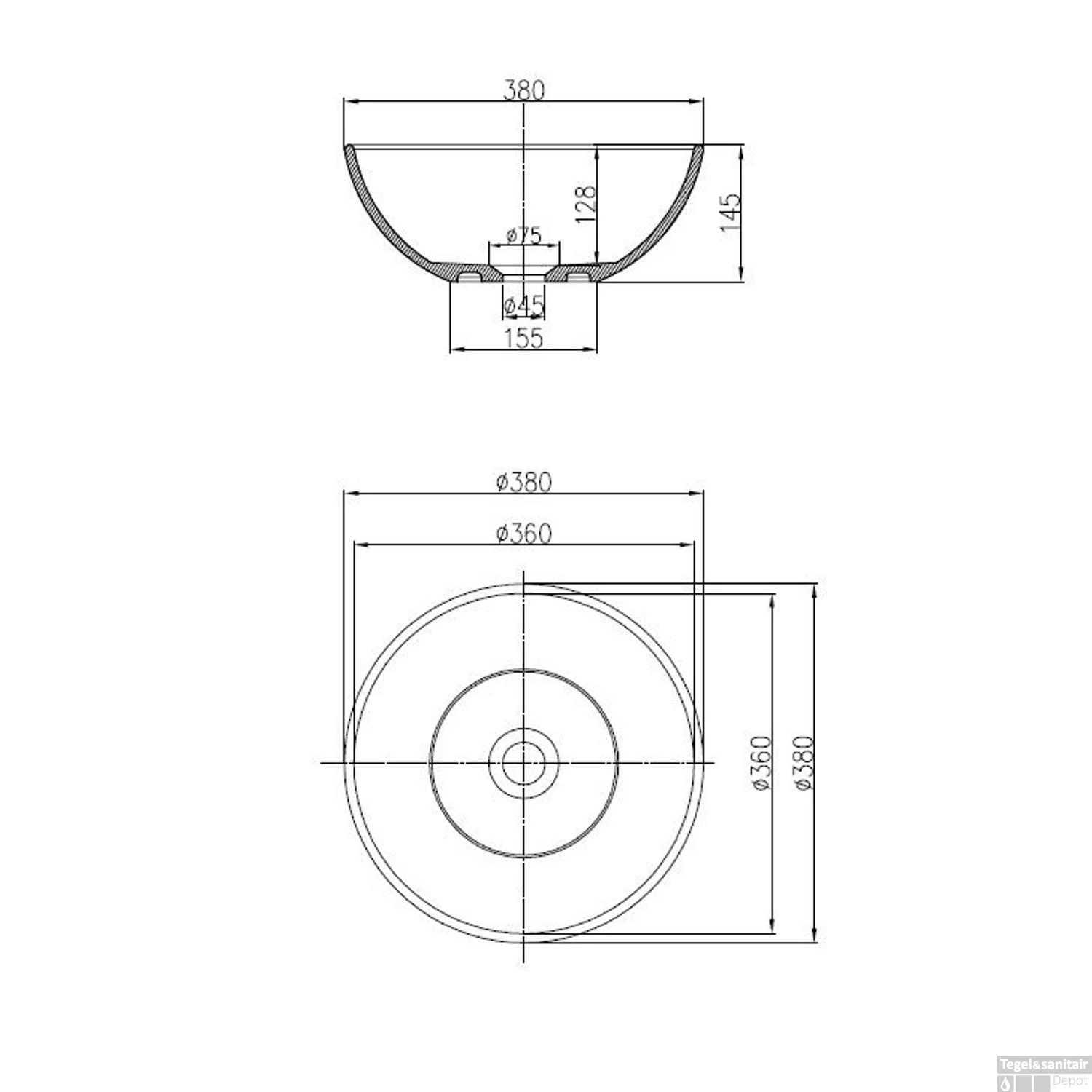 Waskom Opbouw Best Design Rondy 38x14,5 Cm Solid Surface Mat Wit 4 Waskom Opbouw Best Design Rondy 38x14,5 Cm Solid Surface Mat Wit - Afbeelding 2
