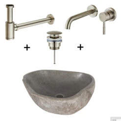 Waskomset Lombok RVS (Incl Kraan Afvoer En Waste)