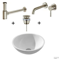 Waskomset Solidsurface Incl RVS Inbouwkraan Afvoer En Waste