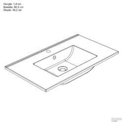 Wastafel Allibert Primo 80,5x1,8x46,2 Cm Glanzend Wit -Sealkin Badkamermeubilair Winkel wastafel allibert primo 80 5x1 8x46 2 cm glanzend wit tec