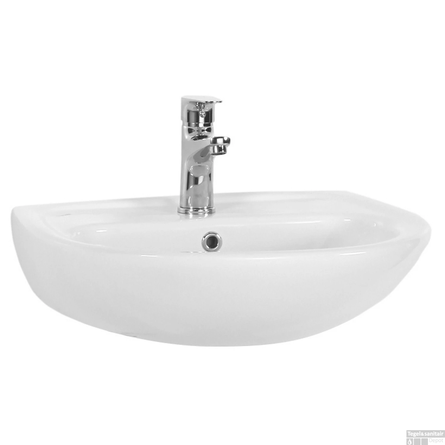 Wastafel Boss & Wessing 50x40cm Keramiek Wit Met Kraangat